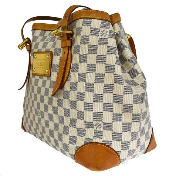 LOUIS VUITTON Hampstead MM Shoulder Bag Damier Azur Leather White - Picture 3 of 12